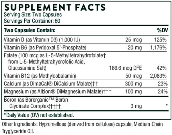 Advanced Bone Support (formerly Oscap) Supplement Facts Label