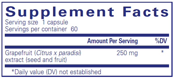 Grapefruit Seed Extract 120 Count Supplement Facts Label