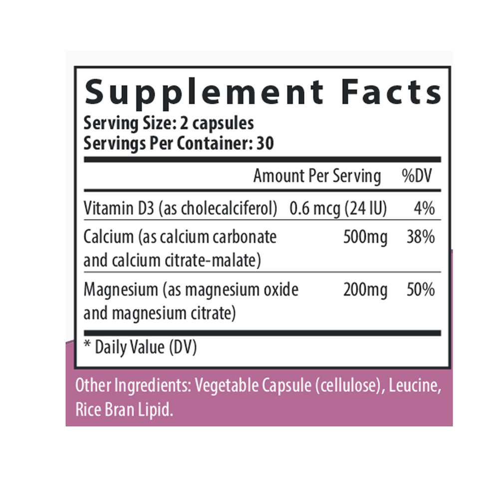 Calcium + Magnesium Supplement Facts Label