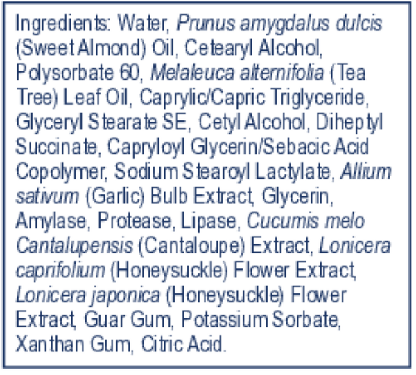 BioCatalin Lotion Supplement Facts Label