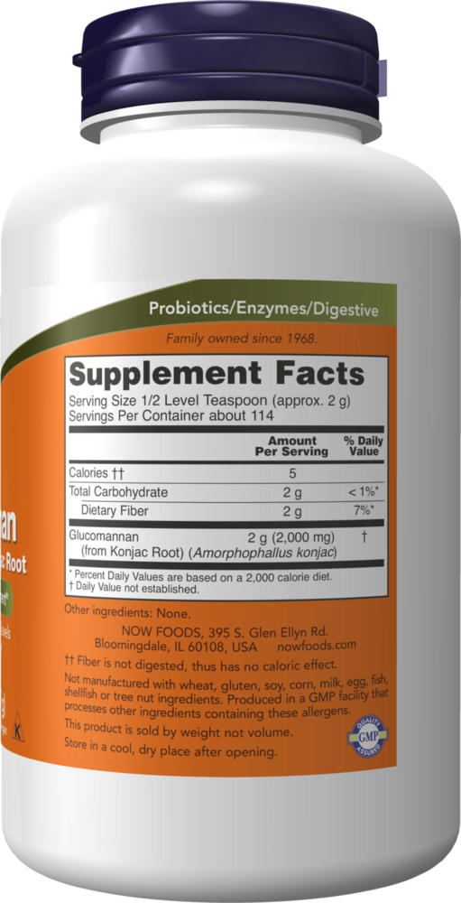 Glucomannan Powder Supplement Facts Label