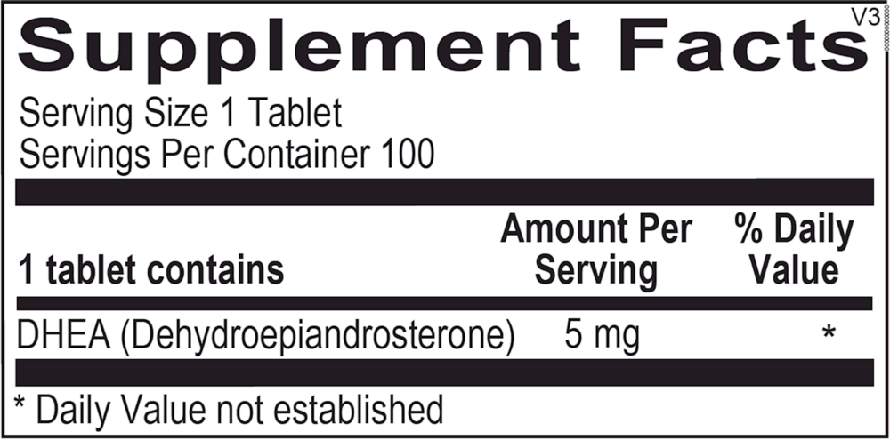 DHEA 5mg Supplement Facts Label