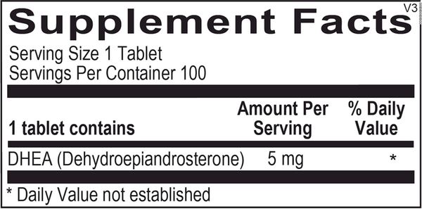 DHEA 5mg Supplement Facts Label