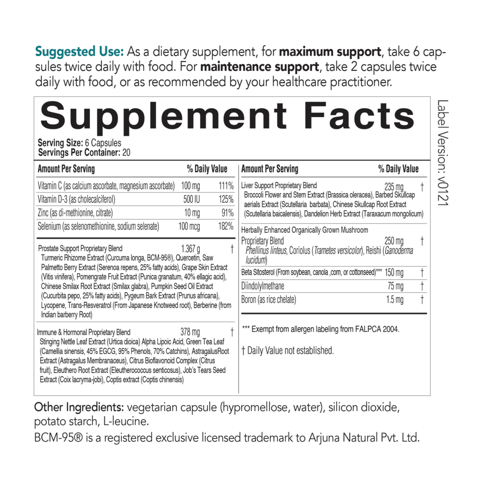 ProstaCaid Supplement Facts Label
