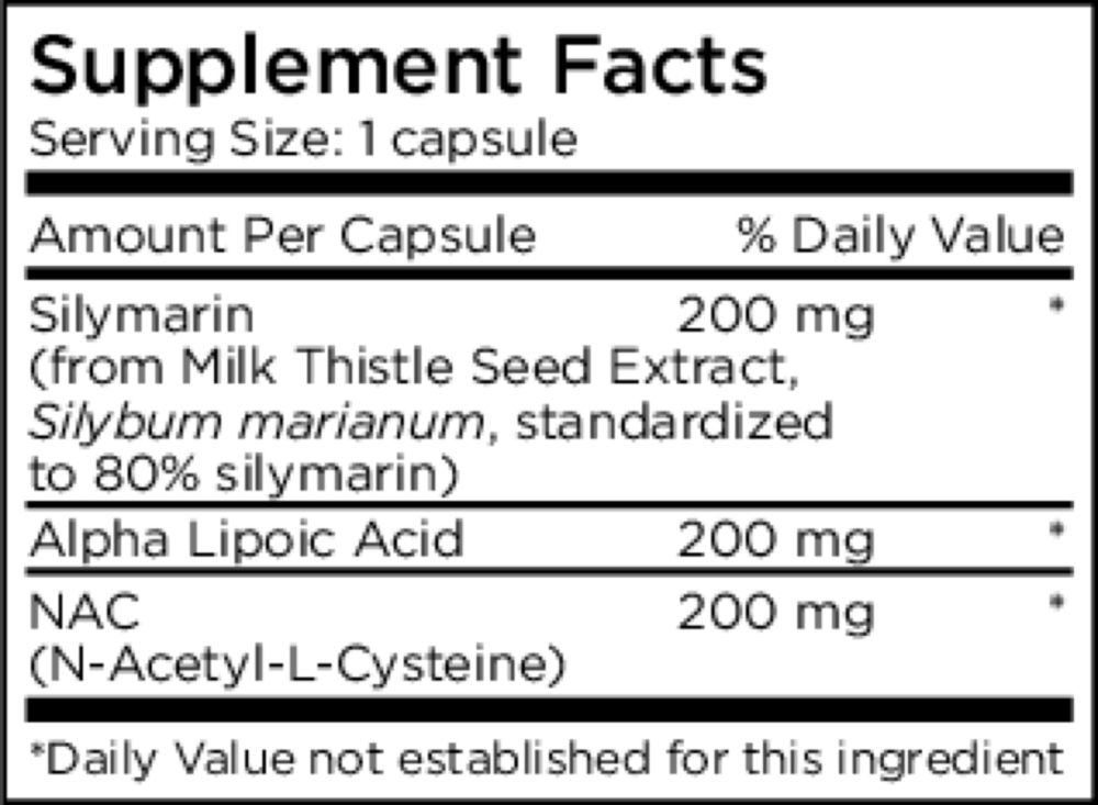 Metabolic Detox Supplement Facts Label