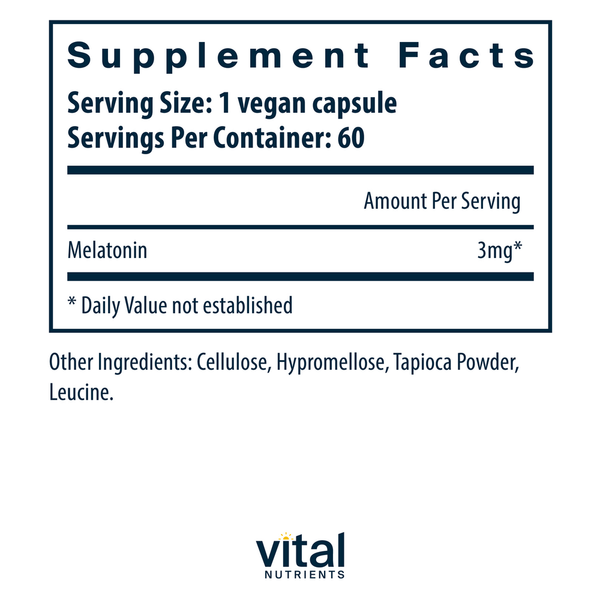 Melatonin 3 mg Supplement Facts Label