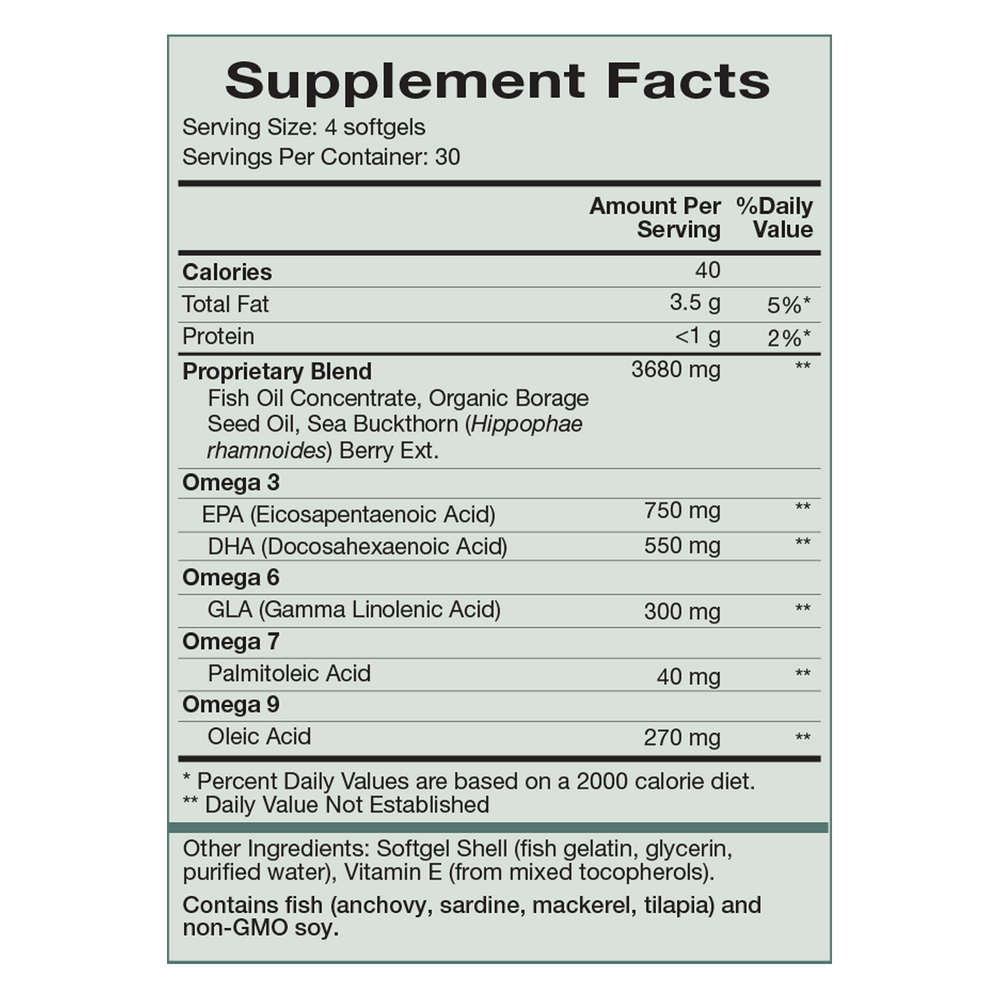 Complete Omega Essentials Supplement Facts Label