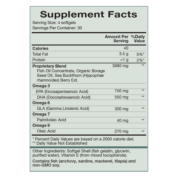 Complete Omega Essentials Supplement Facts Label