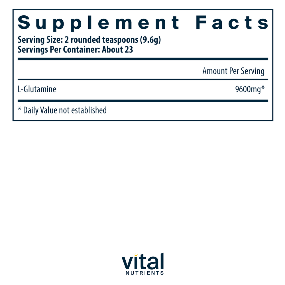 Glutamine Powder Supplement Facts Label