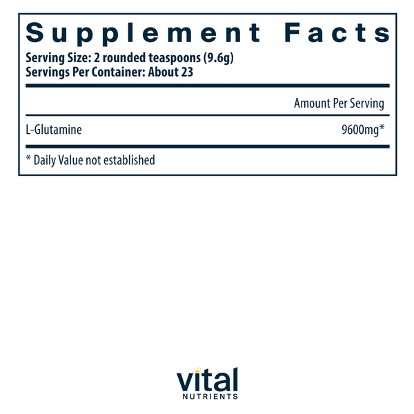 Glutamine Powder Supplement Facts Label