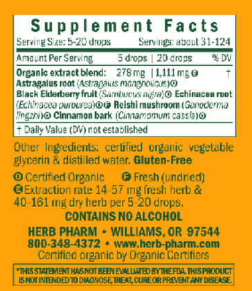 Kids Immune Fortifier Alcohol Free Supplement Facts Label