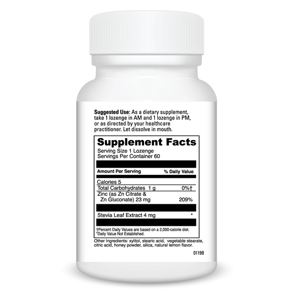 Zinc Lozenge Supplement Facts Label