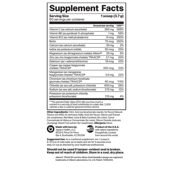 Electrolyte Supreme Fruit Punch Supplement Facts Label