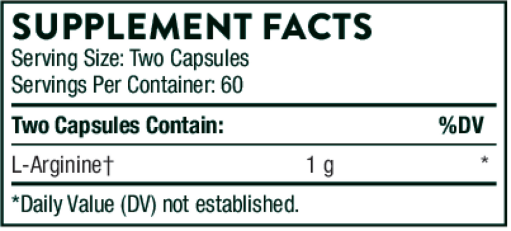 L-Arginine - Sustained Release (formerly Perfusia-SR) Supplement Facts Label