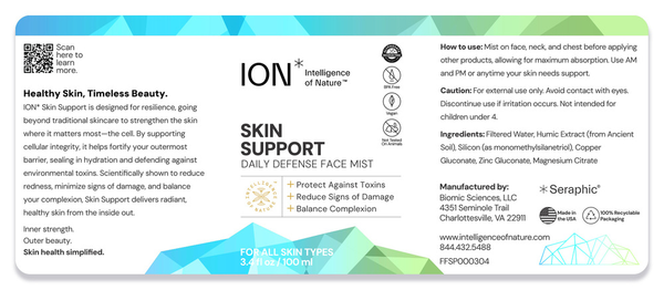 ION* Skin Support Supplement Facts Label