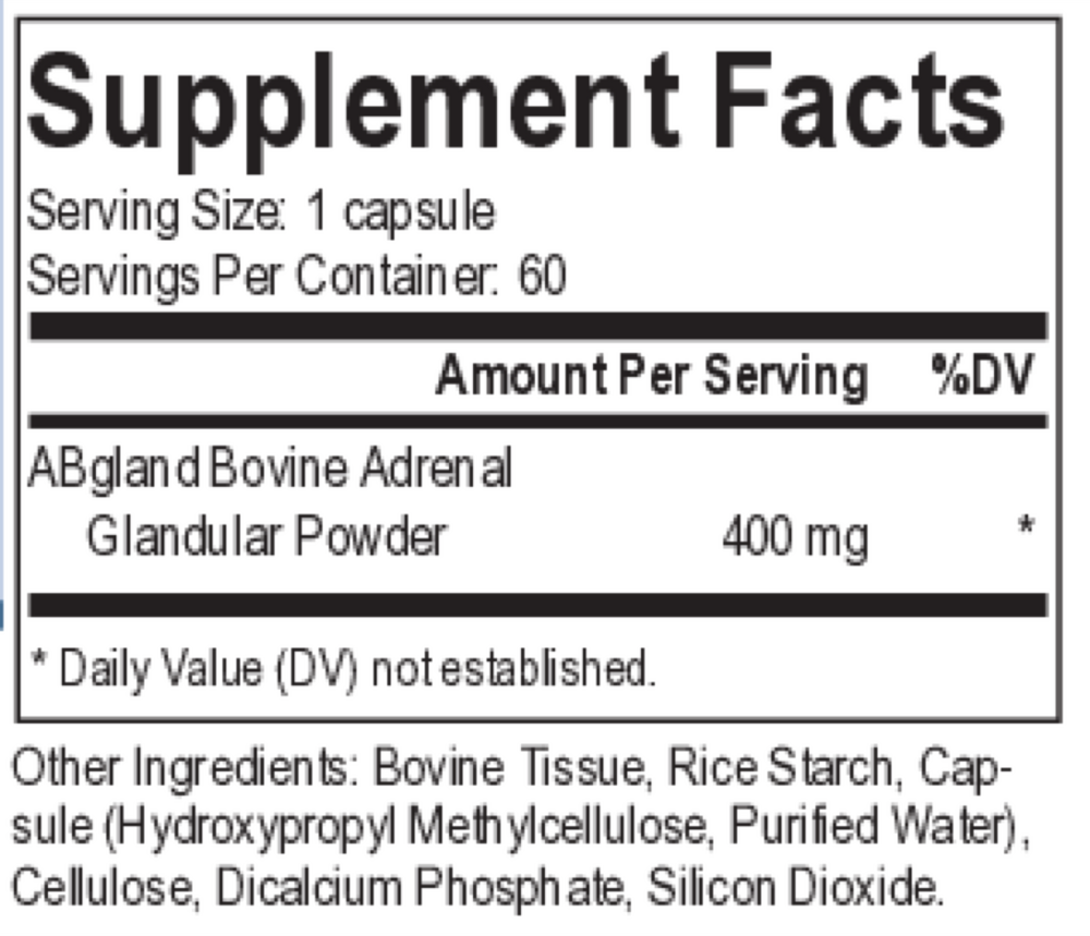 Adrenal Force Supplement Facts Label