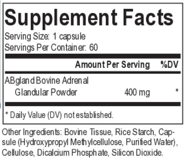 Adrenal Force Supplement Facts Label