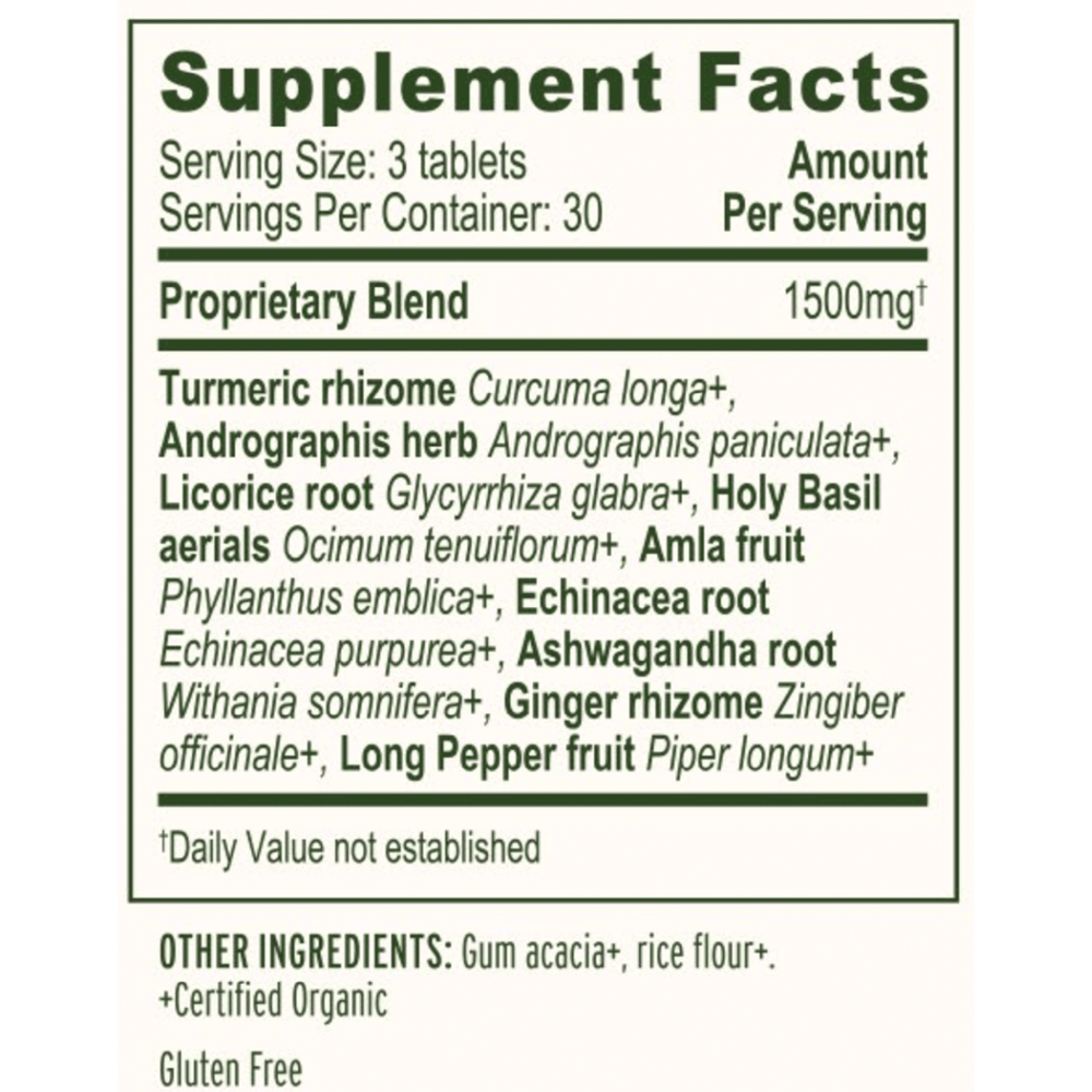 Immune Strong Supplement Facts Label