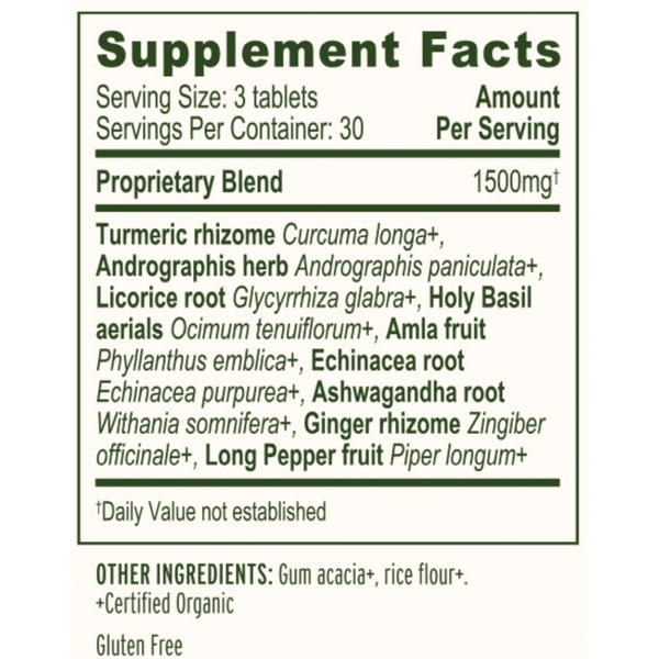 Immune Strong Supplement Facts Label