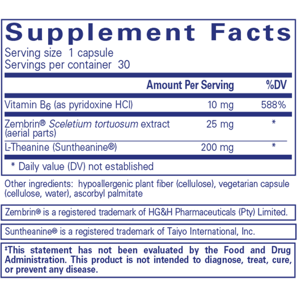 Rapid Calm Supplement Facts Label