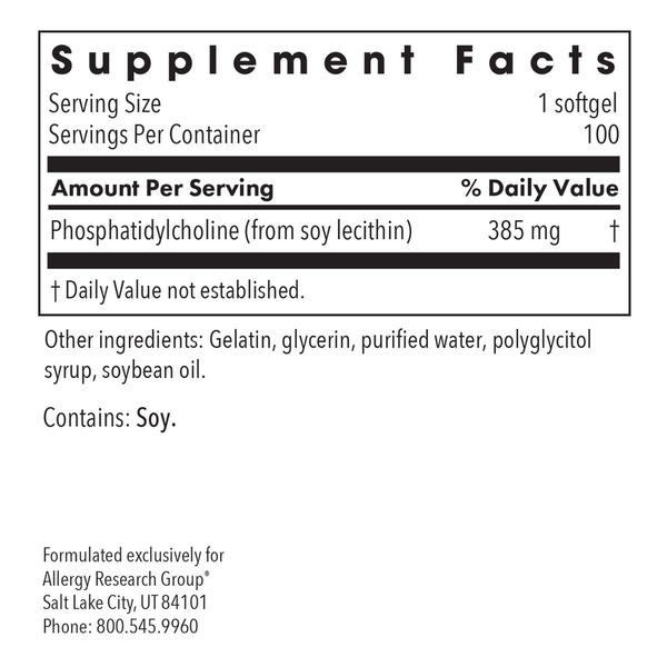 Phosphatidyl Choline Supplement Facts Label