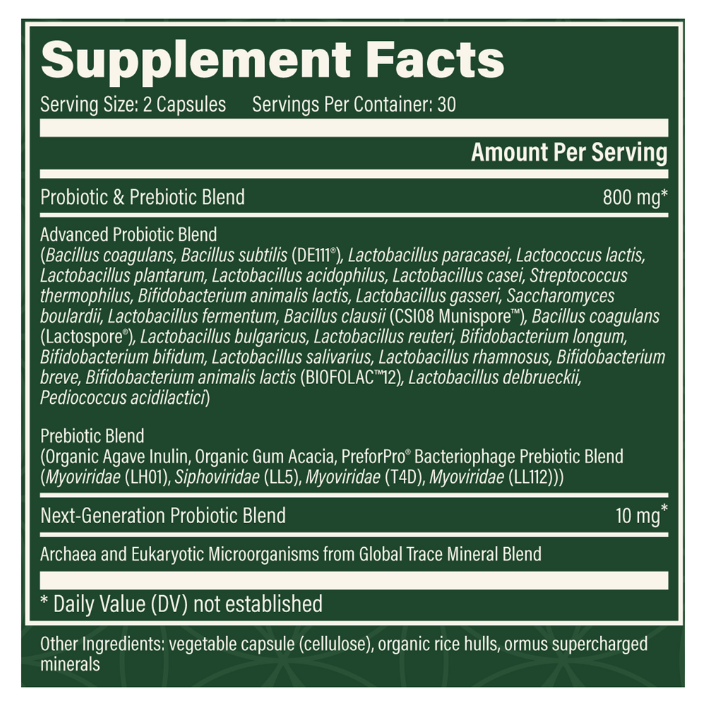 Ultimate Probiotic Supplement Facts Label