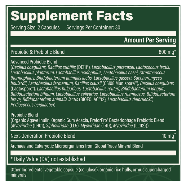 Ultimate Probiotic Supplement Facts Label