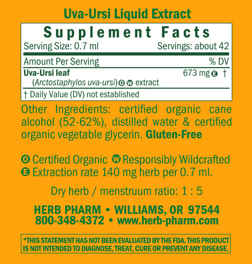 Uva-Ursi/Arctostaphylos uva-ursi Supplement Facts Label