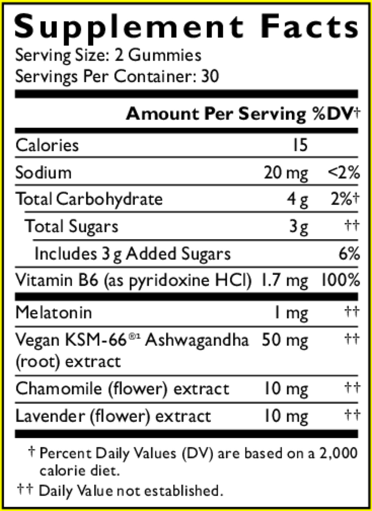 RESCUE PLUS Sleep & Stress Support Supplement Facts Label