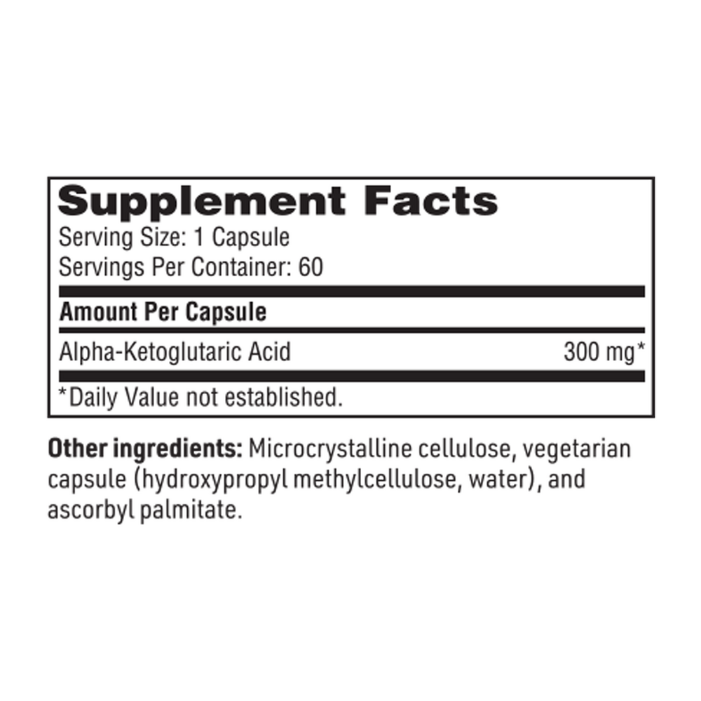 Alpha-Ketoglutaric Acid Supplement Facts Label