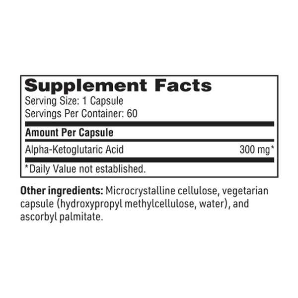 Alpha-Ketoglutaric Acid Supplement Facts Label