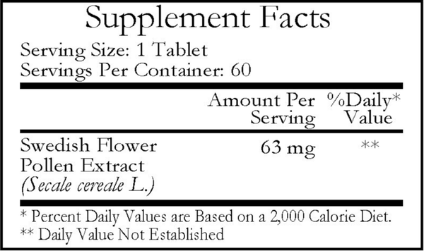 Swedish Flower Pollen Supplement Facts Label