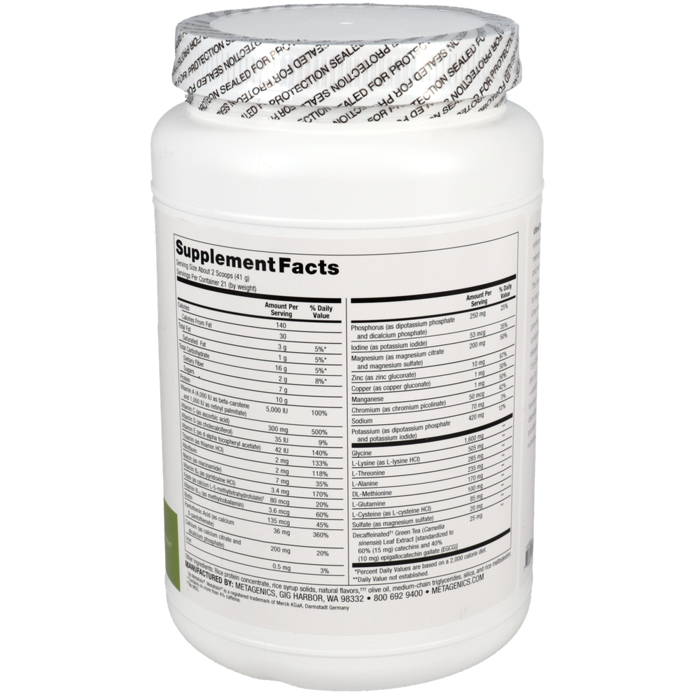 UltraClear PLUS Pineapple Banana Supplement Facts Label
