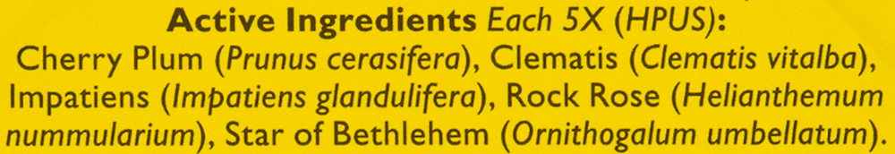 Rescue Pastilles Elder Orange Supplement Facts Label
