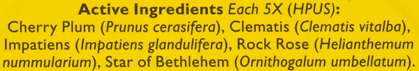 Rescue Pastilles Elder Orange Supplement Facts Label