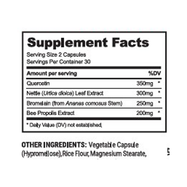 Propolis Sinus Support Supplement Facts Label