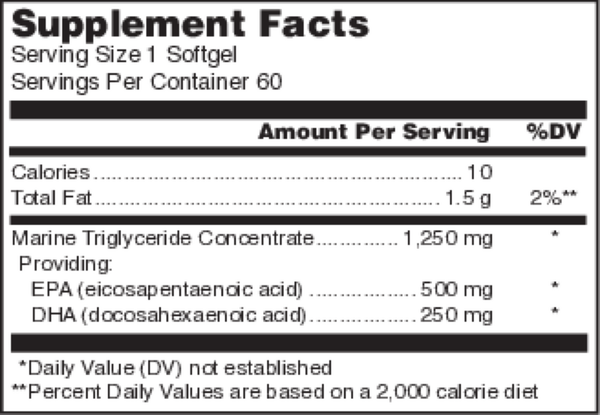 BACKORDER ONLY - Klean Omega Supplement Facts Label