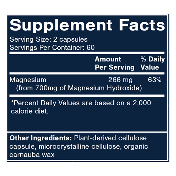 Magnesium Hydroxide Supplement Facts Label