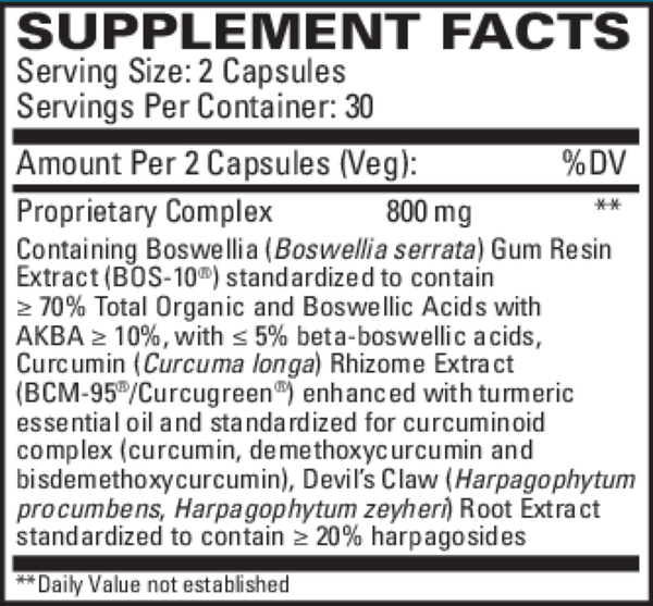 ArthoMed Supplement Facts Label