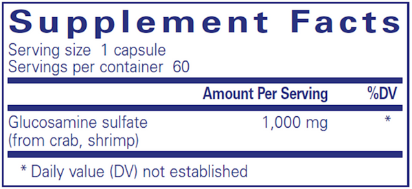Glucosamine Sulfate 1,000 Mg. Supplement Facts Label