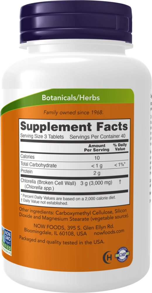 Chlorella 1000 mg Supplement Facts Label