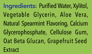 Spry Mouth Moisturizing Supplement Facts Label