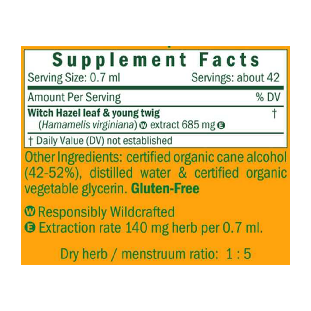 Witch Hazel/Hamamelis Virginiana Supplement Facts Label
