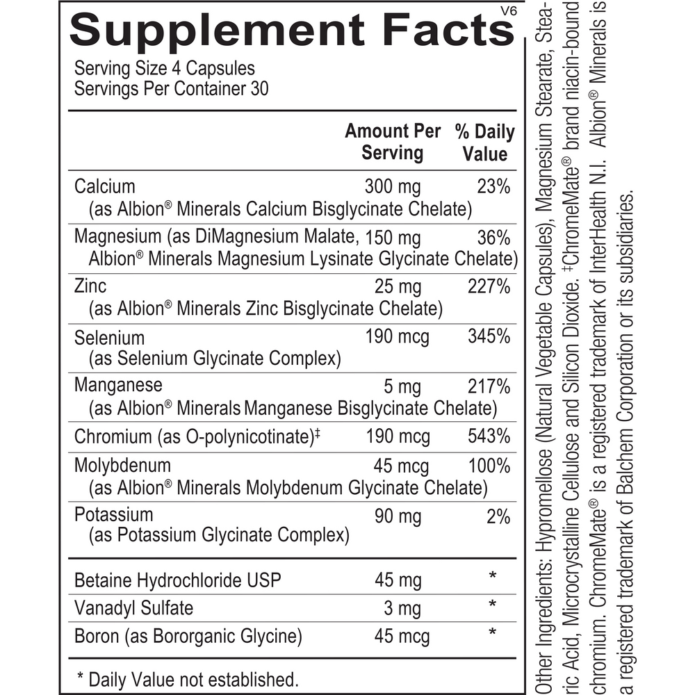 Reacted MultiMin Supplement Facts Label