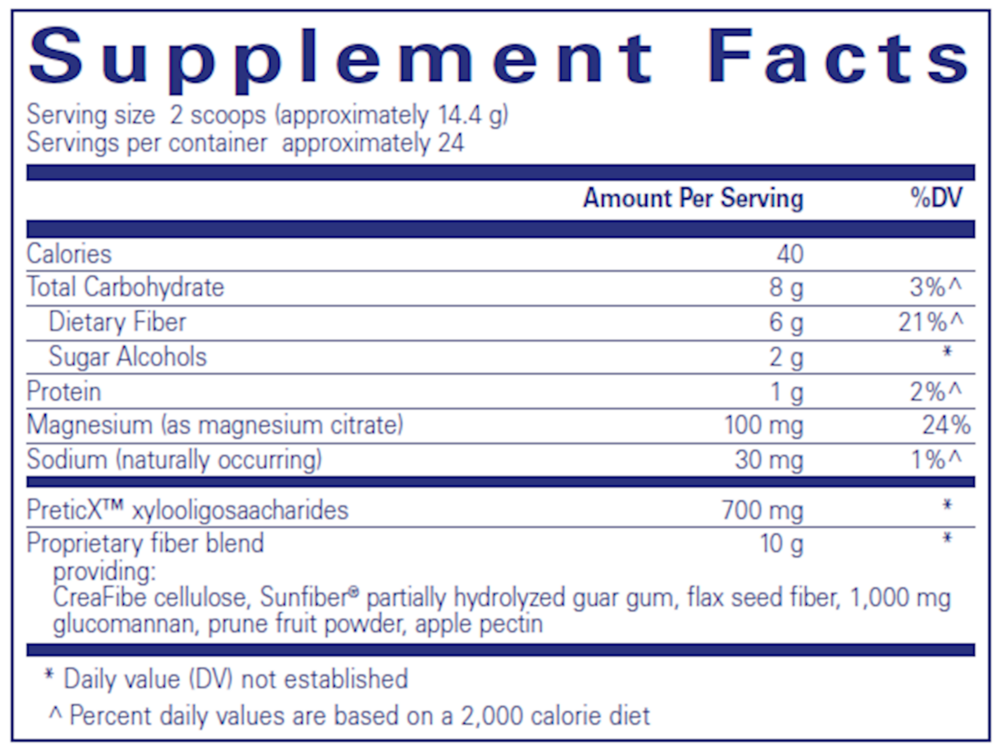 PureLean® Fiber 343 g - IMPROVED Supplement Facts Label
