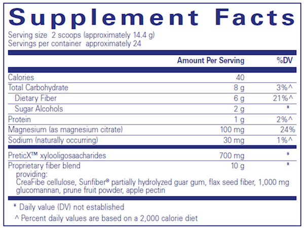 PureLean® Fiber 343 g - IMPROVED Supplement Facts Label
