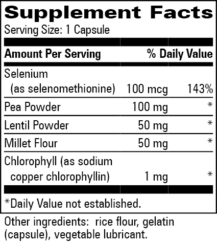 BACKORDER ONLY - Selenase™ 100 Caps Supplement Facts Label
