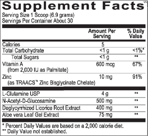 GlutaShield Chocolate Supplement Facts Label