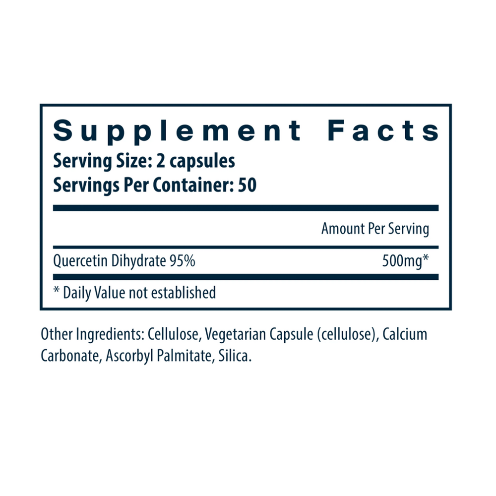 Quercetin 250 mg Supplement Facts Label