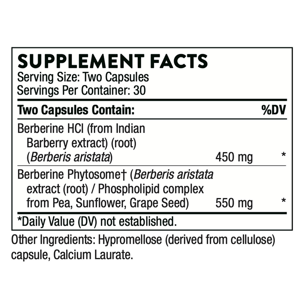 Berberine Supplement Facts Label